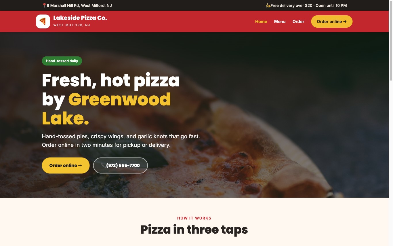 Lakeside Pizza Co. sample site