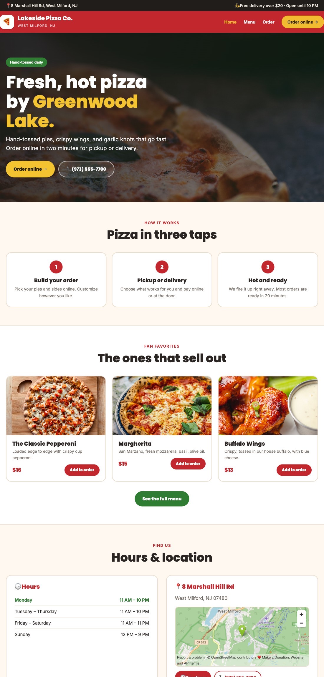 Lakeside Pizza Co. sample site