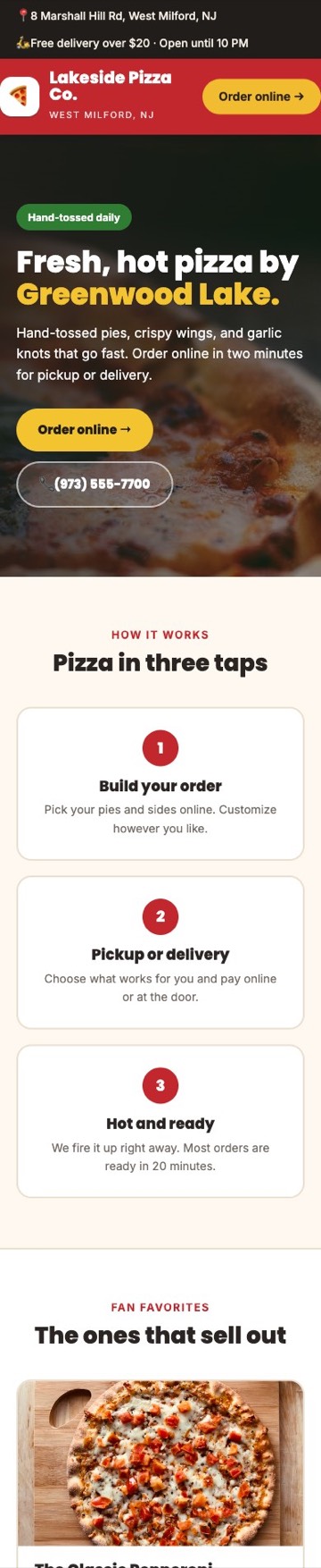 Lakeside Pizza Co. on a phone